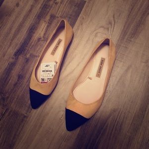 Zara beige black flats size 37